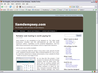 liamdempsey.com screen schot from Firefox