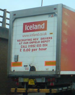 Advert on the back of a lorry from Iceland
