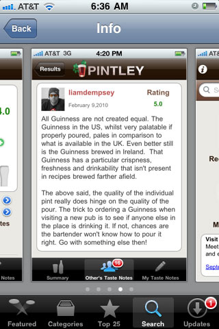 Screenshot of Pintley iPhone app