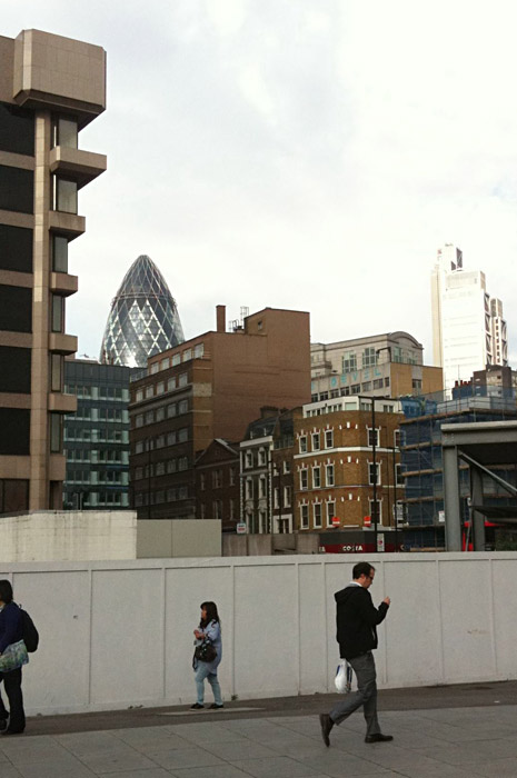 The Gherkin building as seen from Aldgate East