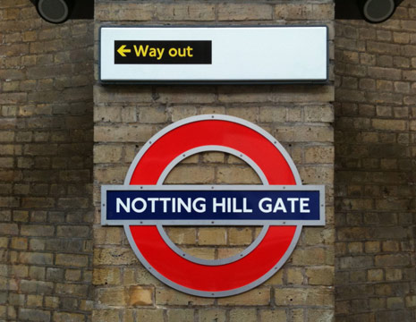 Tube sign for Notting Hill Gate