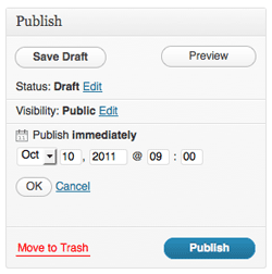 Screen shot of publication control on WordPress